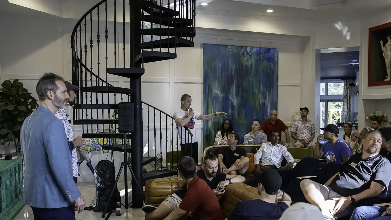 Charles Byrd with Flow Mastermind members during a group session